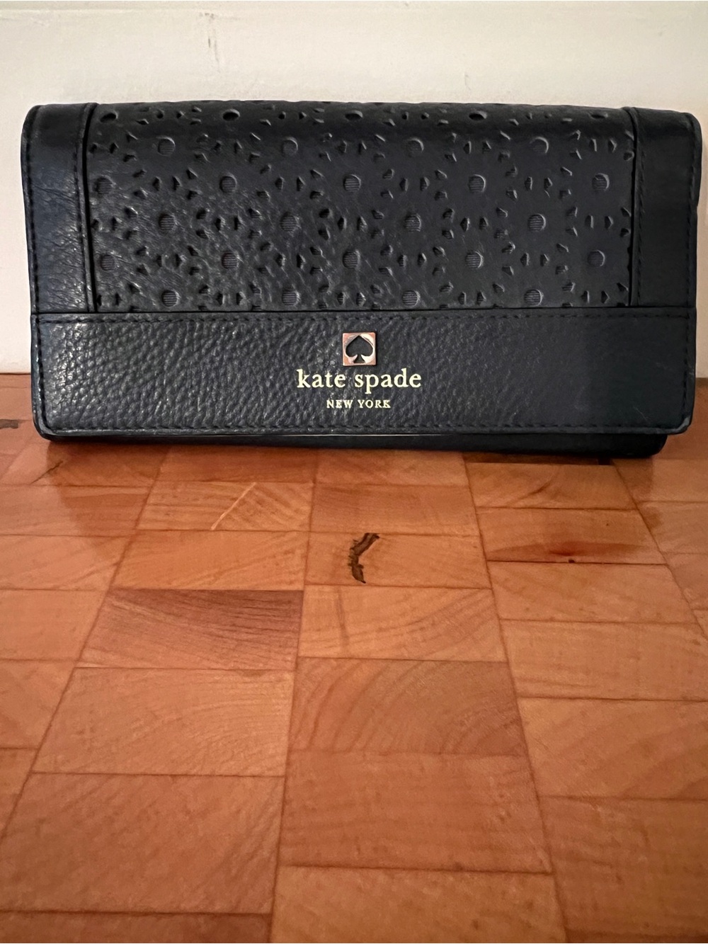 kate spade New York Blue Leather Perforated Clutch Wallet/Wristlet